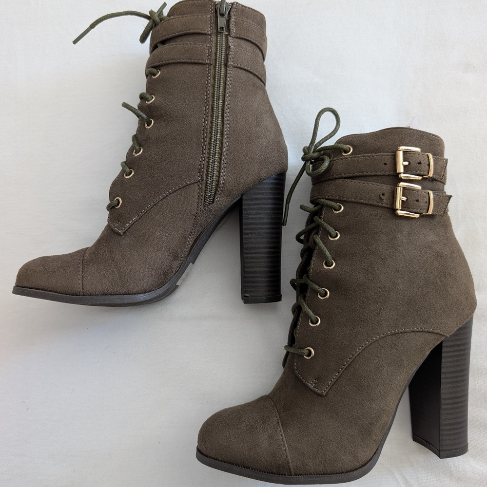 Olive Green Boots/ Suede Booties